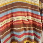 Cotton & Rye Outfitters Womens Stripe Hooded Knit Sweatshirt M Boho Gyaru Brown Size M Photo 3