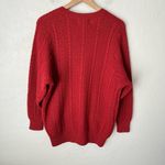 Vintage JH Collectible Western Wool Cable Knit Pocket Crew Neck Sweater Red Med Photo 2