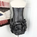 Jovani  Silver Metallic Rosette Skirt Embellished Strapless Cocktail Dress Sz 8 Photo 6