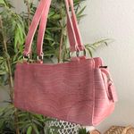2000s Pink crocodile print faux leather shoulder baguette hand bag purse #fairycore Photo 3