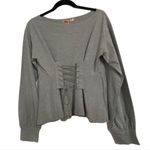 Flam Mode Paris Gray Corset Front Tie Shirt Size Medium/Large Photo 0