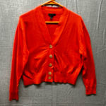 J.Crew Orange Cropped V-Neck Cardigan Cotton Viscose Knit Sweater Med.(tag gone) Photo 0