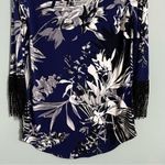🦋 NWOT Alfani Floral Print Dress with Fringe Sleeves Small Blue Photo 3