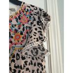 Savanna Jane Shorts Romper Womens Medium Cream Animal Print Embroidered Boho Photo 2