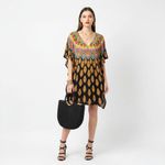 Trina Turk  Black Print Short Sleeve Swim Bathing Suit Cover Up Dress M Photo 4