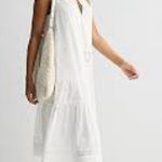 New World Market Boho Sleeveless White Maxi Dress | Size Large/Medium Photo 0