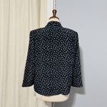 Versalle French Women Circle Pattern Lapel Collar Blazer 40 / US 10 Front Button Blue Photo 5