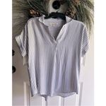 Mod Boutique  Navy and White Striped Button Down Shirt size small Photo 1