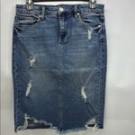 BLANK NYC  Distressed Denim Skirt Photo 0