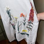 Minibee White Linen Floral Embroidered Midi Dress L | Boho Cottagecore Lagenlook Size L Photo 4