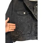 Forever 21 Black Acid Wash Cropped Denim Jacket M Distressed Vintage Style Photo 3