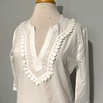 J.Crew NWT Factory White Pom Pom Blouse Top Photo 1