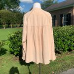We The Free  People Peachy Linen Blend Oversized Button Front Raw Edge Shirt XS Photo 7