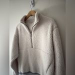 American Eagle Woman’s Sweater 1/2 Zip Front Pockets Cream Sherpa Photo 1