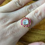 Polki Moissanite Ruby Sterling Silver Ring Size 9 Gold Photo 3