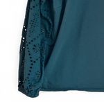 Garnet Hill Womans Top Size Large Eyelet Organic Cotton Sustainable Teal Hunter Photo 3