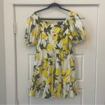 English Factory Lemon Puff Sleeves Mini Dress Size Medium Cotton Photo 6