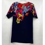 Loft Ann Taylor  Navy Blue Floral Print Short Sleeve Shift Dress Size‎ Small Photo 5