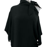 IRO Women Black Cutout Tie Neck Bow Relaxed Long Sleeve Poncho Blouse Top Size 6 Photo 0