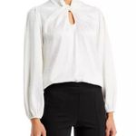 Status by Chenault Jacquard Twist Neck Blouse in Off White, Size L New w/Tag White Size L Photo 0