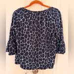 Michael Kors M Navy Pale Blue Giraffe Print 3/4 Sleeve Top Photo 4