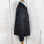 Chico's Embroidered Dupioni Slub Silk Shacket Jacket Black Brown Medium Photo 2