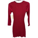 Row A Deep Red Smocked Square Neck LongSleeve Bodycon MiniDress. NWT. Photo 2