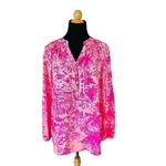 Lilly Pulitzer Elsa Silk Top in Beach Street Whales Print Size XS Photo 1