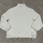 Faherty Echo Thermal Mock Neck Pullover Top Womens Large Ivory Organic Cotton White Photo 1