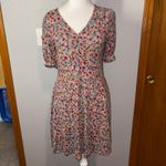 Boden Floral Print Mini Jersey Dress V Neck Short Sleeve Casual Cute US 6P Red Photo 2