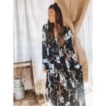 Free People  Bohemian Hippie Flower Child Back At It Maxi Dress Black Medium Photo 11