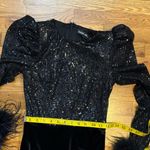 Lavish Lice Lavish Alice Womens 4 Black Sequin Faux Fur Long Sleeve Velvet Draped Midi Dress Photo 4