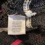 Poof! POOF medium black knit crochet sweater with neon pink and green stripes Photo 7