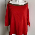 Ralph Lauren Lauren  2XL brown lace boat neck red 3/4 sleeve t-shirt Photo 0