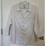 C.D. Daniels Linen Blend White 3/4 Sleeve Top Size 1X Beachy Cover Up Vacation Photo 0