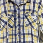 Free People  Calico Basin Plaid Hooded Shirt Jacket Yellow Women’s Size Small Photo 7