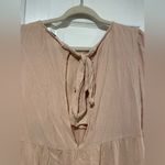 American Eagle  Pale Pink Open Tie Plunge Back Embroidered Peasant Top Size S Photo 8