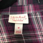 Isabel Maternity  Purple Plaid Button Shirt Dress Womens M Knee Length Preppy Photo 3