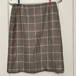 Ann Taylor 100% wool skirt plaid gingham brown pink preppy academia 4 petite Photo 0