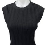 ZARA  Black Ribbed Knit Mock Neck Cap Sleeve Fitted Mini Sweater Dress Size L Photo 2