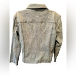 Chico's Chico’s Denim Stretch Jean Jacket Sz 1/M Embroidered Rhinestone Bling Button Up Photo 2