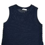 Vince  Coastal Cotton Mesh Knit Sleeveless Sweater in Navy Size S Photo 10