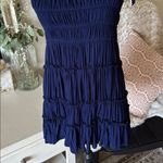 Anthropologie Chelsea &Violet, navy blue boho tiered, ruffle mini bow Tie strap dress M L Photo 2