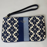 Kate Spade Spade Flower Jacquard Stripe Pouch Wristlet Blue Multi Photo 0