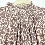 Nation Ltd  Melanie Smocked Peasant Tee Size Medium Antique Leopard Pima Cotton Photo 3