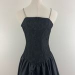 Vintage 90s Black Velvet Silver Floral Glitter Formal Homecoming Mini Dress Size M Photo 7