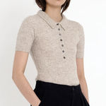 7115 by szeki molly collared short sleeve top Merino Wool Blend EUC Size M Size M Photo 0