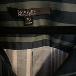 Badgley Mischka  nwt $395 Dark Green Striped Shirt gorgeous floral back size 10 Photo 1