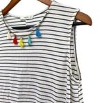 Mango Striped Boho Fringe Crop Tank Top Photo 5