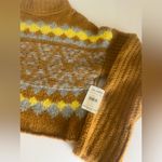 Free People Small Alpine Crop Sweater Cinnamon Toast Fair Isle Chunky Knit NWT Photo 4